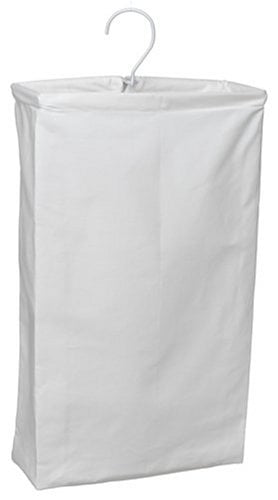 White Household Essentials Hanging Cotton Canvas Laundry Hamper Bag 