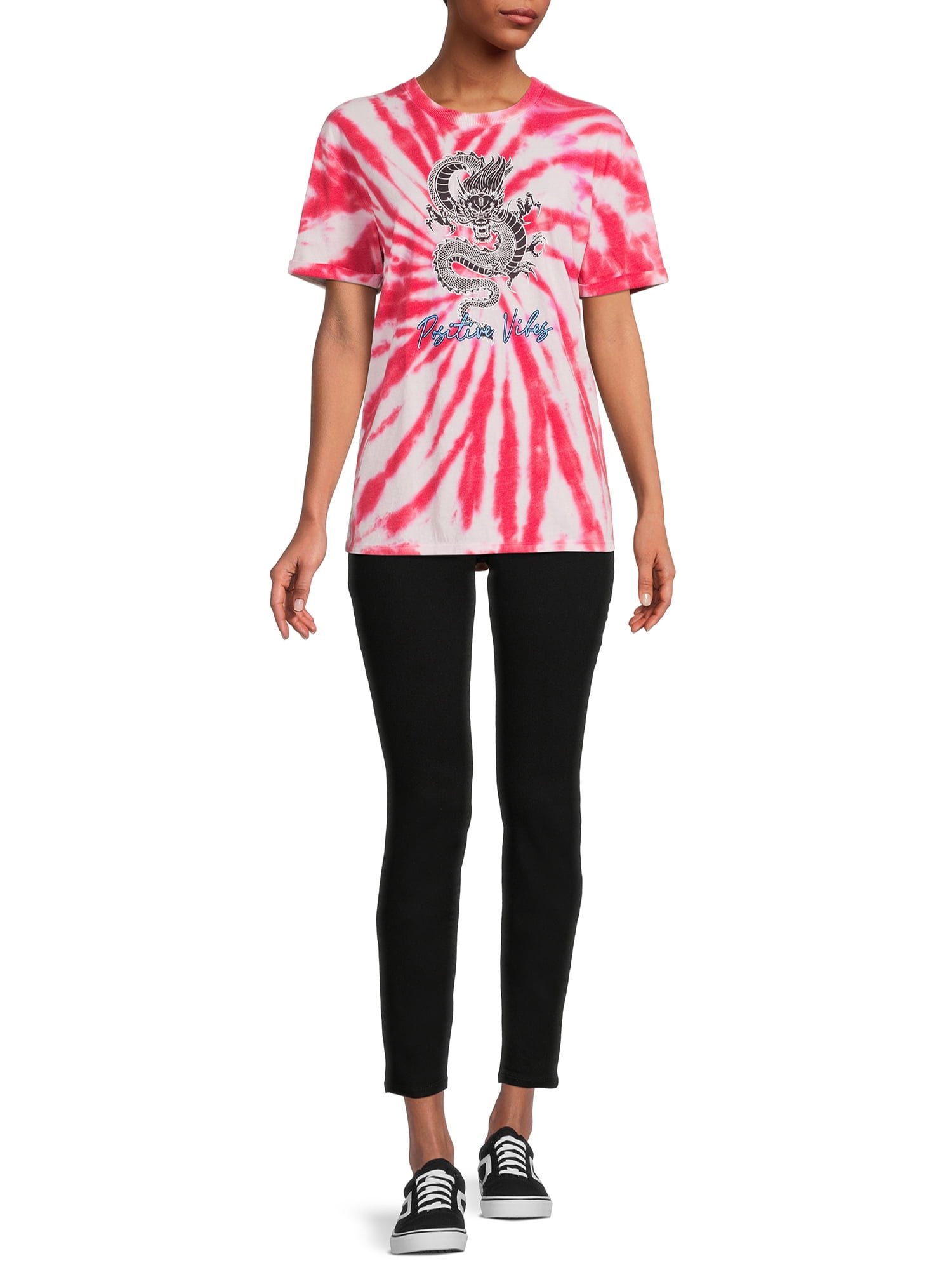 No Boundaries Juniors’ Tie Dye Boyfriend T-Shirt