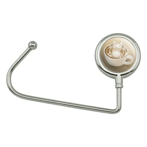 Foamy Cat Latte Art Purse Bag Hanger Holder Hook