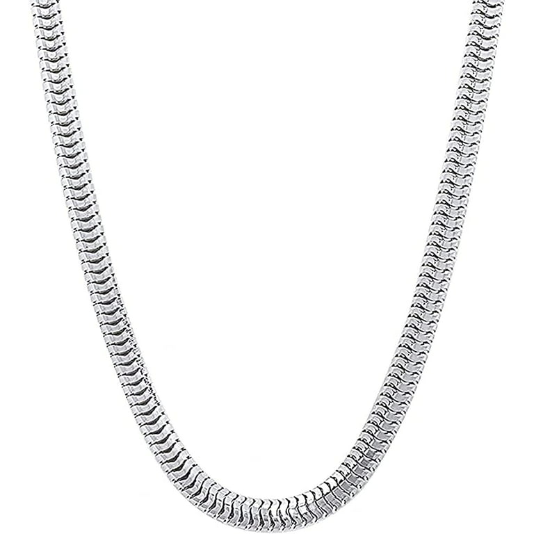 Men's 4mm Solid Sterling Silver .925 Curb Link Chain Necklace, Made in Italy
