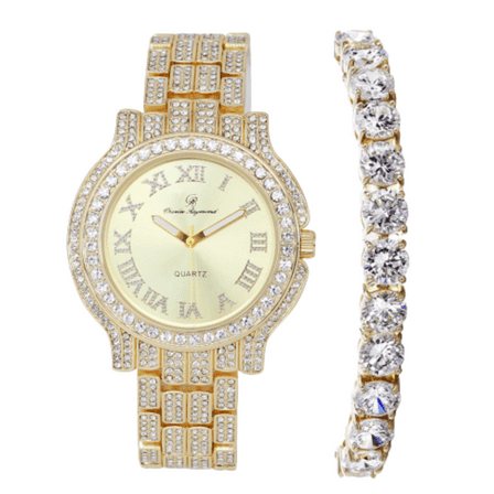 Women's Luxury Crystal Diamonds Iced Out Watch, a True Testament to blinged-Out Beauty and Timeless Glamour (L0504LA-T Classic-GLD)