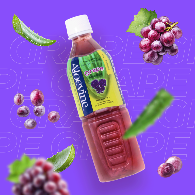 elfbar elfa master akku Aloevine Aloe Vera Juice Drink, Grape Flavor, Ready to Drink, 16.9 fl oz,  Pack of 20