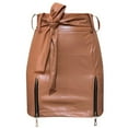 thumbnail image 3 of USSUMA Skirts for Women Trendy Summer Midi Skirt Solid Color Slim Zipper Mid-Calf Skirt Leather Vintage Dress Lightweight Dress Outdoor Khaki Skirt for Women Polyester XXXL, 3 of 4