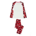 thumbnail image 6 of Elippeo Christmas Family Pajamas Matching Set Cartoon Letter Print Raglan Sleeve Tops and Elastic Plaid Pants Loungewear, 6 of 10