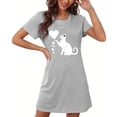 thumbnail image 3 of HomeGardon Women's Sleepwear Nightgowns for Women,Fashion Print Medium Length Dress Oversized Short Nightgown Fashion Chest Print Short Sleeve Nightdress,S-XXL, 3 of 6