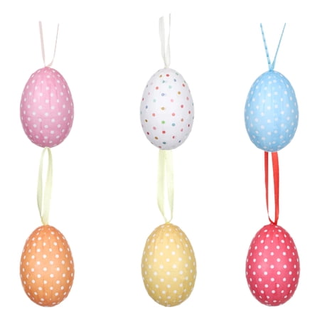 6Pcs Easter Hanging Eggs Colorful Egg Easter Tree Ornaments for Party Birthday Home Decoration Indoor Supplies Spring Farmhouse Decor
