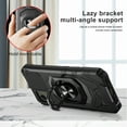 thumbnail image 3 of Compatible for Nokia C110 Case w/Tempered Glass Screen Protector [Military Grade] Ring Car Mount Kickstand Shockproof Hard Phone Case - Black, 3 of 7
