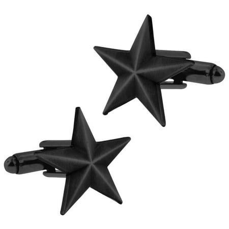 PinMart's Black Nickel Star Vintage Military Style Cuff Link Set