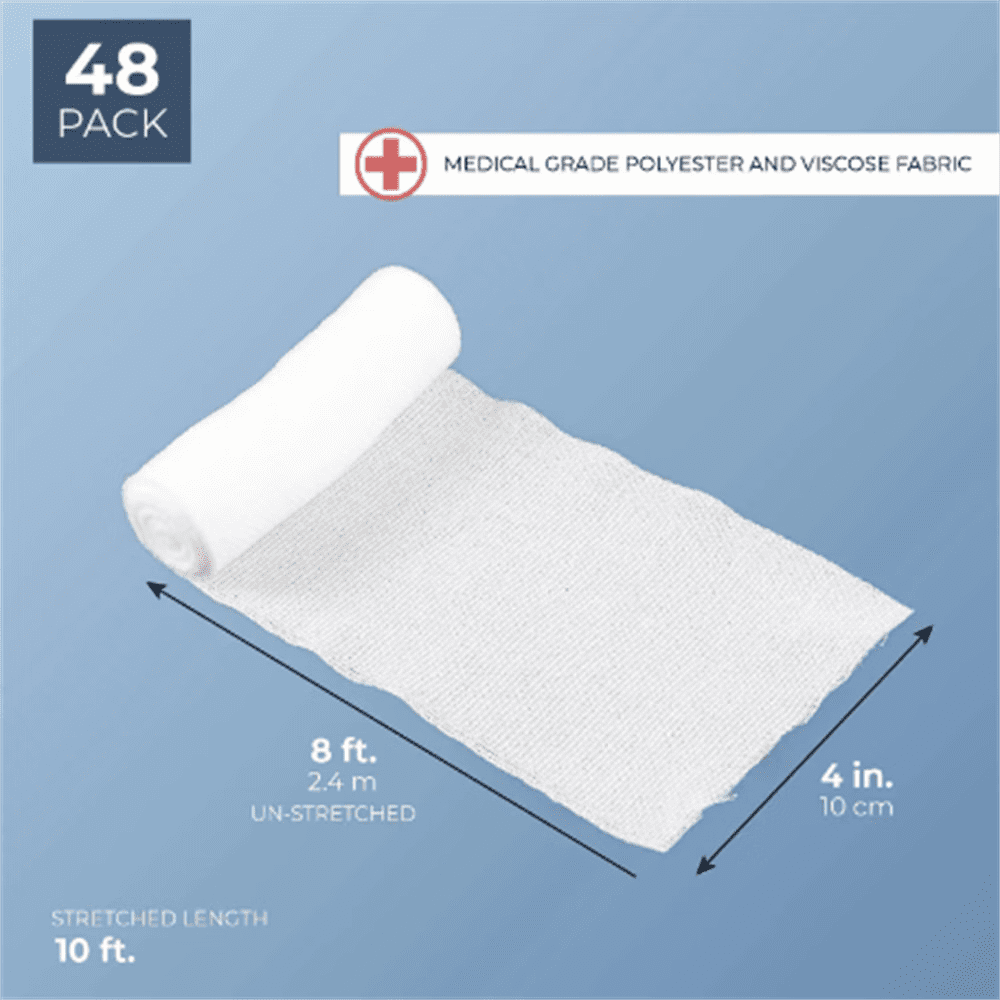 ZOUYUE Conforming Stretch Gauze Bandages 48 Rolls 4' x 2.6 Yards, Wound Care Rolled Dressing Wrap, Medical Non-Adherent Mesh Bandages