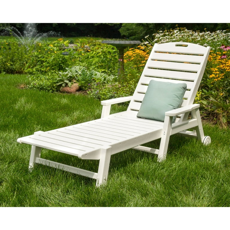 POLYWOOD Nautical Stackable Wheeled Chaise with Arms Walmart