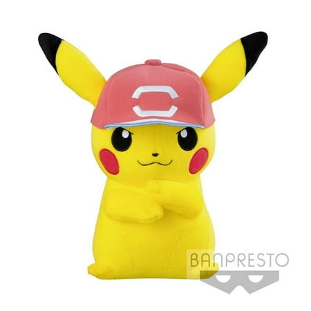 Banpresto Pokemon Sun And Moon Plush Pikachu With Ashs Red Cap