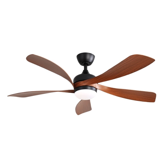 imerelez 52" Modern Black ABS 3-Color Dimmable LED Ceiling Fan with Reversible DC Motor, 6-Speed Remote & Timer - Ultra-Quiet Indoor Flush Mount
