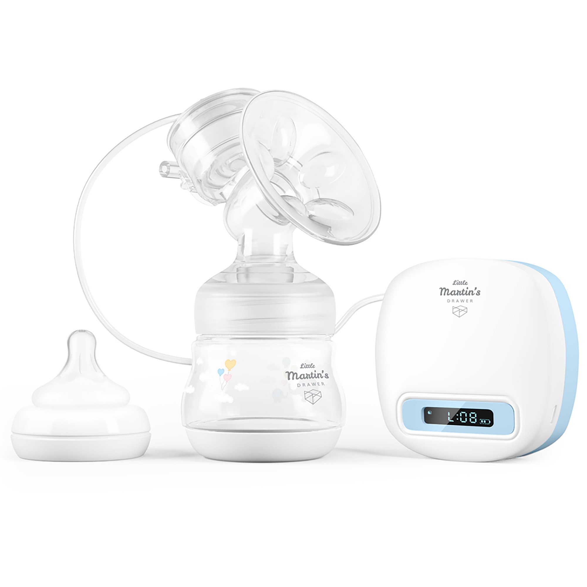 Little Martin's Drawer Rechargeable Single Electric Breast Pump, Gentle & Comfort Breastfeeding Pump, Wireless, Whisper Quiet Motor, Perfect for Travel - Blue