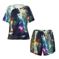 thumbnail image 4 of Picia Cosmic Cat In Window Pajamas Sets for Women Soft Short-Sleeved Pjs with Lounge Shorts Two Piece Sleepwear-X-Large, 4 of 9
