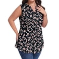 thumbnail image 2 of OutfitShow Women Plus Size Blouse, Casual V Neck Sleeveless Shirt Pleated Button Tunic Top, 2 of 7