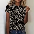 thumbnail image 2 of MIXUE Womens Summer Tops Striped Print Round Neck Short Sleeve Casual Shirts For Women T-shirts Streetwear,Gray,XXL, 2 of 5