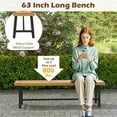thumbnail image 6 of Topbuy 63 Inch Patio Bench  Acacia Wood Long Dining Bench w/ Heavy-Duty Metal Legs, 6 of 8