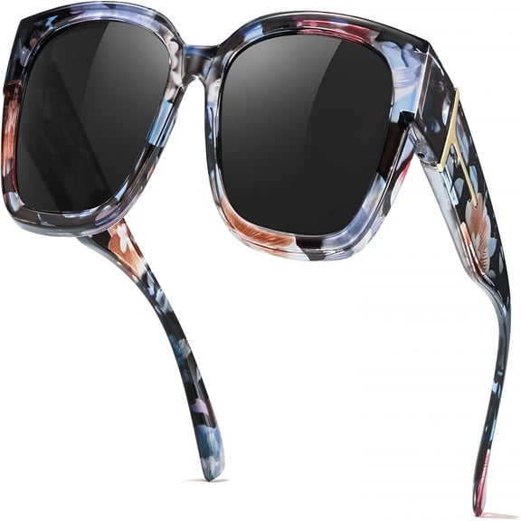 HBMYN Polarized Fit over Glasses Sunglasses for Women Men,Oversized Square Wrap Around Uv400 Protection Shades for Driving