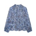 thumbnail image 3 of HH TRAF Mujeres Nueva Moda Nicho Versátil Paisley Camisa Estampada De Manga Larga Camisa Femenina Elegante Con Borde De Hongo De Mariposa Anudada, 3 of 4