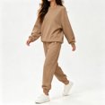 thumbnail image 4 of Resicozy 2 Piece Sets for Women 2026 Fall Lounge Sets Outfits Crew Neck Travel Matching Sets Clothing Sweatsuits Camel M, 4 of 5