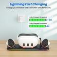 thumbnail image 5 of VR Charging Dock for Meta Quest 3, Fast Charging Station with Colorful RGB Light for Oculus Quest 3, Magnetic Charging Stand for VR Headset and Touch Controllers with 2 Rechargeable Batteries, Black, 5 of 8