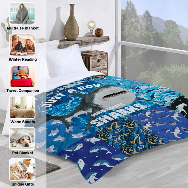 Kainsy Shark Blanket for Baby Just a Boy Who Loves Sharks Blanket