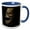 Blue/White, variant on 3drose, Vampire Skull with Burning Eyes in the Dark, 15oz Two-tone Yellow Mug