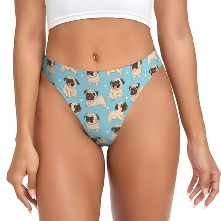 Sigee Funny Cartoon Pugs for Women s G-String Panty  Low Rise  Soft Lace Perfect for Everyday Wear or Special Occasions-X-Large