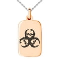 thumbnail image 1 of Stainless Steel Zombie Skull Biohazard Engraved Small Rectangle Dog Tag Charm Pendant Necklace, 1 of 1