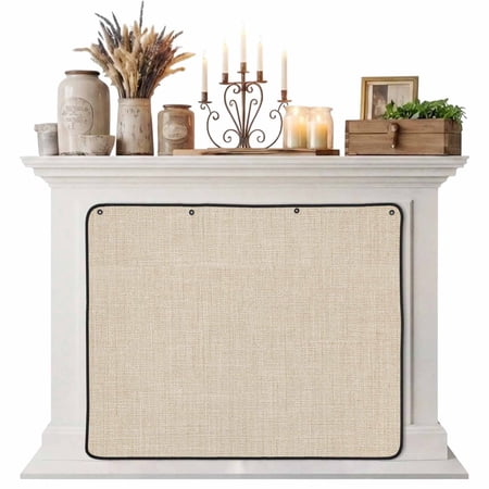 Vintage Cream Magnetic Fireplace Cover Fireplace Draft Blocker Farmhouse Retro Beige Solid Color Fireplaces Blanket for Heat Loss/Cold Air Fireplaces Draft Stopper Cover for Inside 45 x34