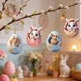 thumbnail image 4 of TanSiDing Easter Bunny Egg Ornaments, 6Pcs Acrylic Flat Car Hanging Decorations, Pastel Floral Hanging Ornaments for Easter Tree, Holiday Party, Home Decor, Spring Gift, 4 of 6