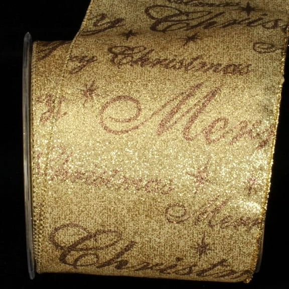 The Ribbon People Gold Merry Christmas Wired Craft Ribbon 4" x 20 Yards