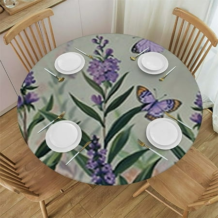 

BANET Round Table Cloth Purple Floral Round Tablecloth Stain Resistance Water Repellent and Table Cloth Decor for Home Kitchen Dining Party Patio Indoor and Outdoor Us 54 -58