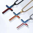 thumbnail image 6 of Flydeer Cross Necklace for Men Titanium Steel Yellow Patriotic Faith American Flag Pendant Chain with Bible Verse Christian Religious Birthday Christmas Jewelry Gifts, 6 of 8