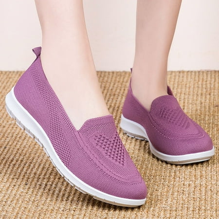 

Cathalem Women Comfortable Fashion Casual Breathable Lightweight Solid Color Autumn And Sneaker Booties for Women with Heel Purple 7.5