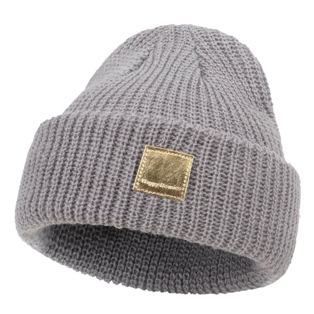 ManxiVoo Bonnet Tricoté à Revers Extensible Protection des Oreilles Bonnet d'Hiver pour Garçons et Filles Gris