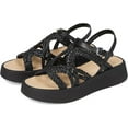 thumbnail image 6 of Dolce Vita Gatsby Black Leather Strappy Buckle Open Toe Wedge Heeled Sandals (6, Black Leather), 6 of 6