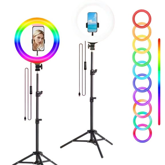 ZOMEI  10-inch RGB LED Ring Light with 43-inch Tripod - Million Color Modes, USB Powered, Adjustable Brightness for Live Streaming, Makeup, Selfies & Party Lighting