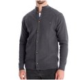 thumbnail image 2 of UVEASISHA Knit Cardigan Sweaters for Men Button Down Casual Stand Collar Pullover Sweater Lightweight Fashion Open Front Cardigans Fall Thin Knitted Jacket Dark Gray XL, 2 of 6