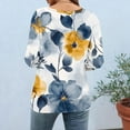 thumbnail image 6 of CYMMPU Women's Casual Floral Printed 3/4 Length Sleeve Summer Fall Business Work Blouses Button up Scoop Neck Trendy Tunic Tops Shirts Basic Tees 2025 Clothes Yellow S, 6 of 7