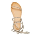 thumbnail image 3 of MADDEN GIRL Womens Silver Wrapping Ankle Rhinestone Strappy Ariela Round Toe Wedge Lace-Up Sandals Shoes 8, 3 of 4