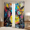 thumbnail image 2 of Manfei Watercolor Graffiti Black Out Curtains,Music Drum Kit Curtains Pack of 2 (42x63 Each),Colorful Aplstter Ink Bedroom Curtains For Boys,Luxury Bedroom Decor, 2 of 6