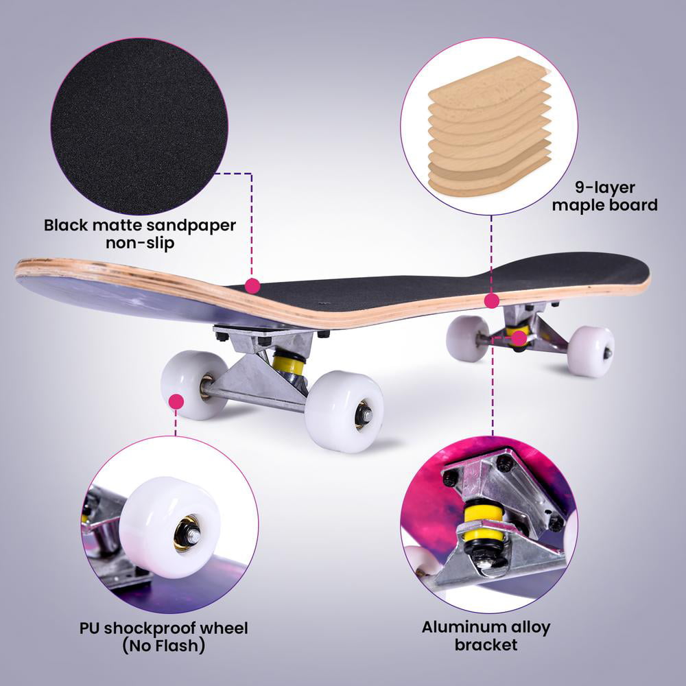 Details about   USA Complete Skateboards 31"x 8" 9Layer Maple Skateboard for Beginners Funny * 