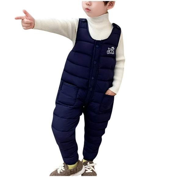 Penkiiy Pantalon de Neige pour Tout-Petit, Vêtements d'Hiver pour Bébé Garçon, Combinaison de Neige, Salopettes pour Fille, Bleu Marine, Liquidation pour 4-5 Ans