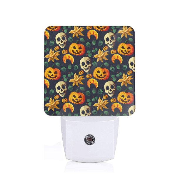 Balery Halloween Skull Luz Nocturna LED con Sensor Automático, Enchufe con Sensor Crepuscular, Luz Suave de 0.5W para Dormitorio, Pasillo, Baño-UK
