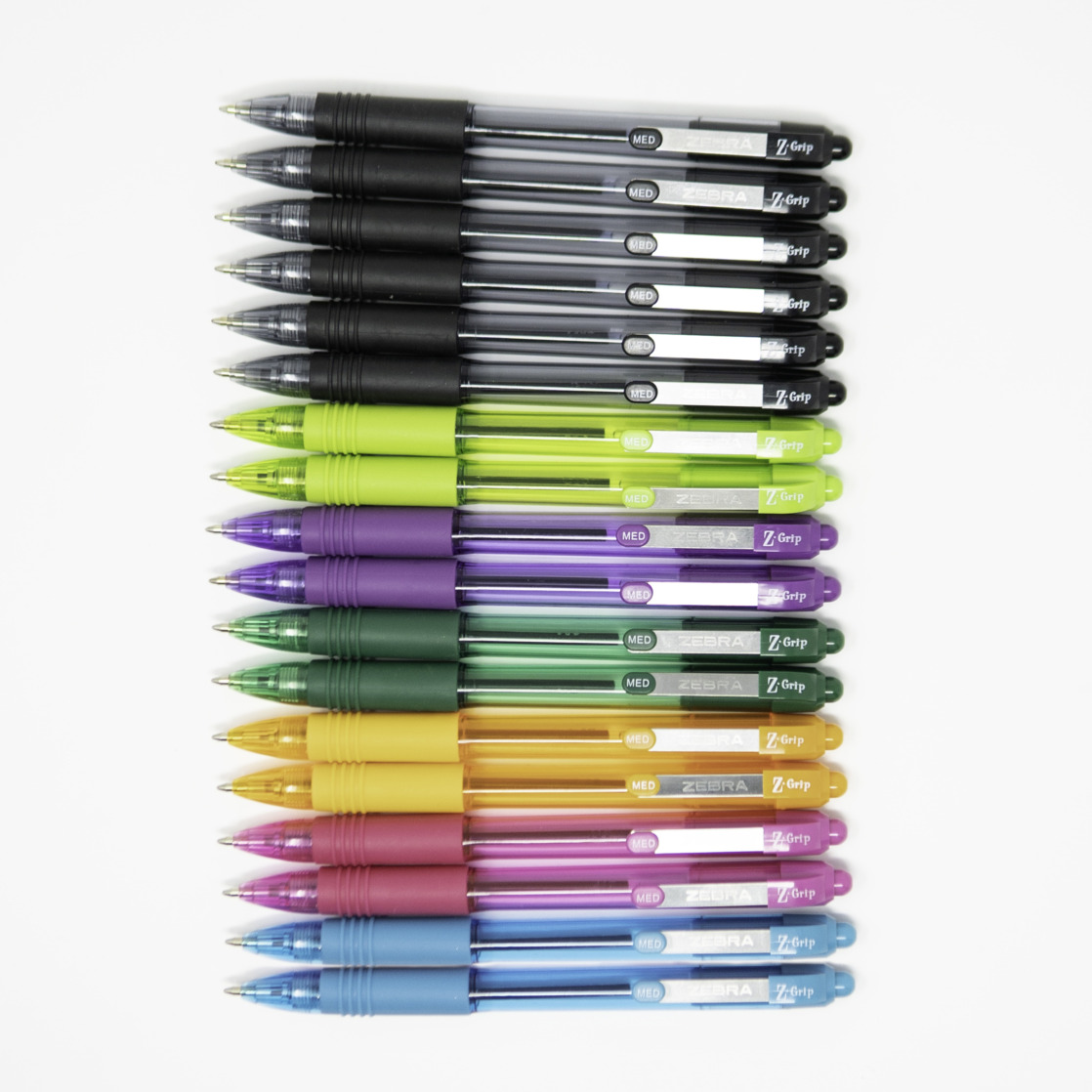Zebra Z-Grip Flight Penne A Sfera 1,2 Mm | Confezione Da 3 | Colore Viola | Canna Gommatata E Clip Metallica