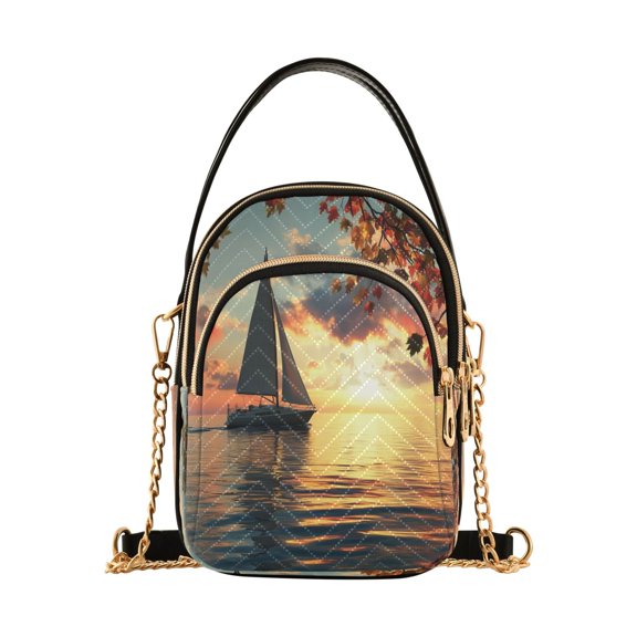 YAZAOO Cross Body Fashion Shoulder Waist Purse Bags Scenery Of Sailboat Pocket Handbags