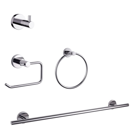 Lexora Home Bagno Nera 4-Piece Bathroom Accessory Set in Chrome