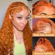 thumbnail image 4 of Peluca DJFG Ginger de pelo humano, 76 cm, densidad 200, naranja, rizado, 4 of 8