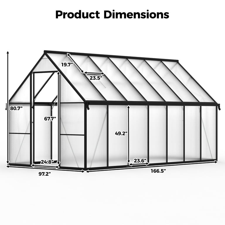 8x14ft Greenhouse for Outdoors, Enhanced Aluminum Frame Greenhouse